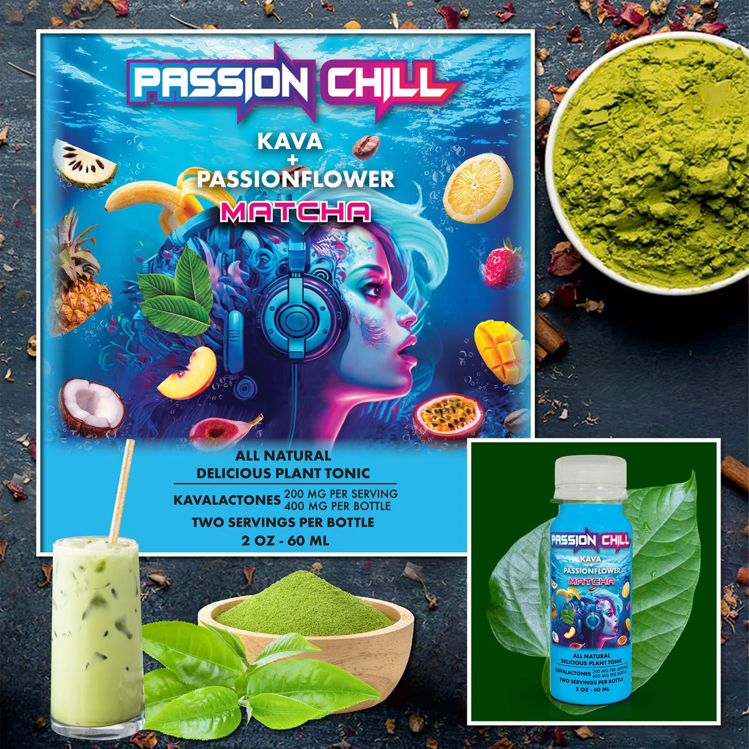 Passion Chill. 400 mg kavalactones. Matcha Flavor
